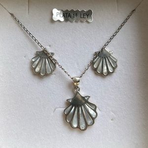 Seashell 925 sterling silver & pearl jewelry set